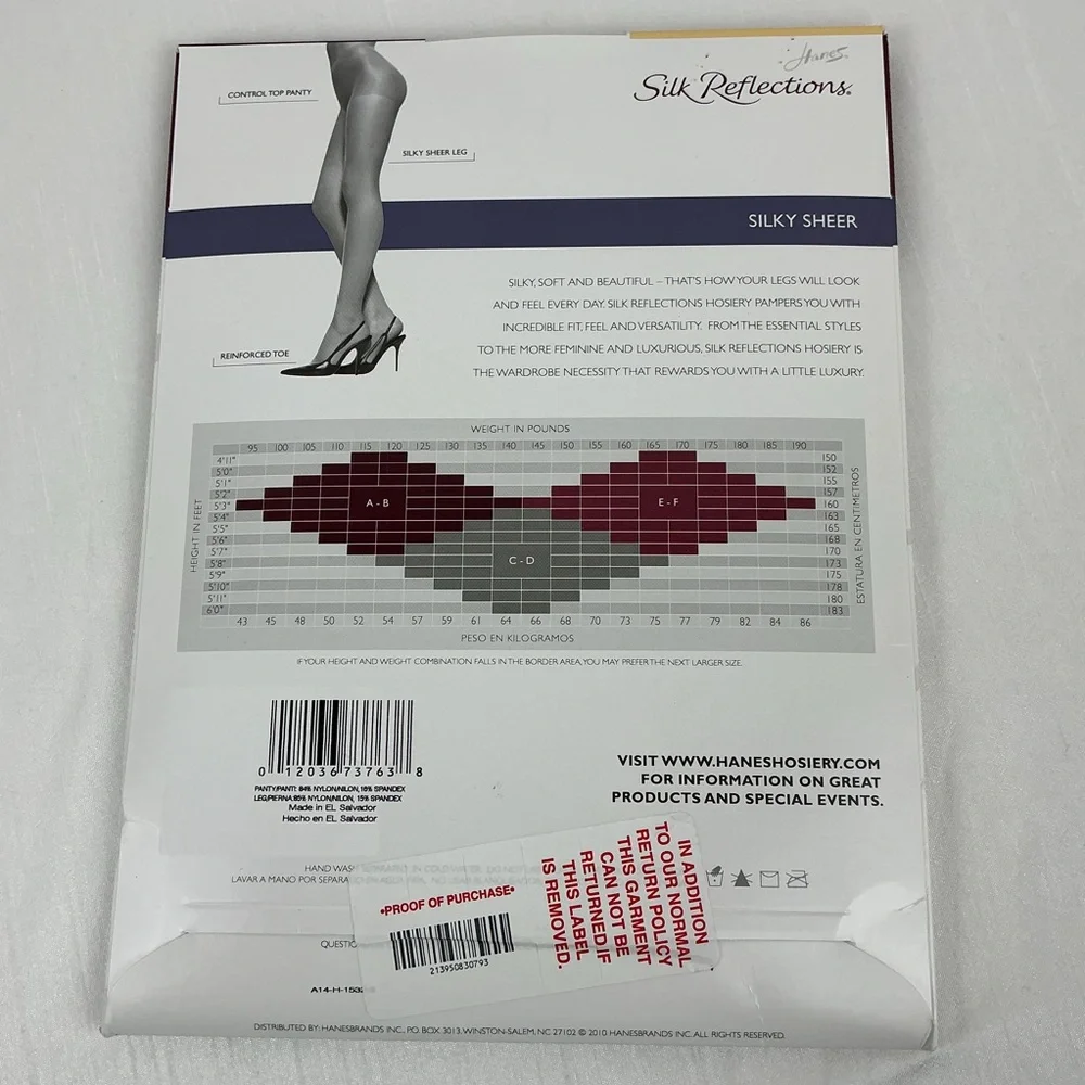 Hanes Silk Reflections Silky Sheer Control Top Pantyhose Size CD Nude